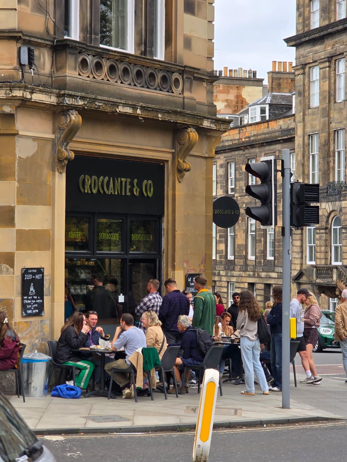 Customers gathered outside Croccante & Co on Lynedoch Place